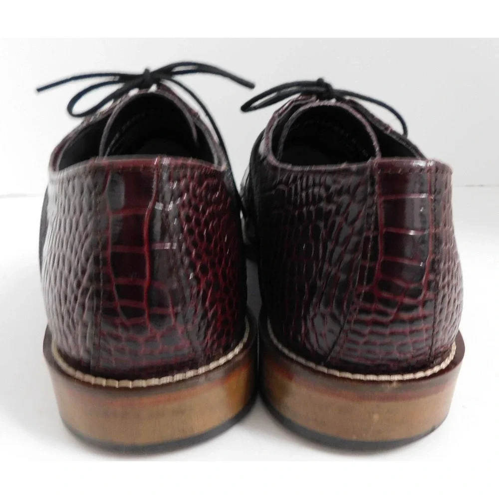 Stacy Adams Raimondo 25115-641  Cordovan Leather Cap Toe Croc Print Shoes sz 8.5